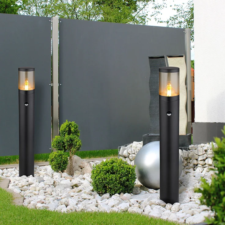 LED Stehleuchte, Bewegungsmelder, Edelstahl, schwarz, H 80 cm – Bild 6