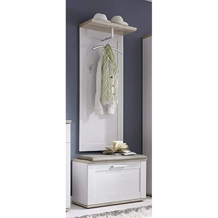 moebel-dich-auf Garderoben-Set ELEGANCE, (Komplett-Set, 5-St, Spiegel + Schuhkommode + Paneel + Bank + Hochschrank), im Landhausstil – Bild 3