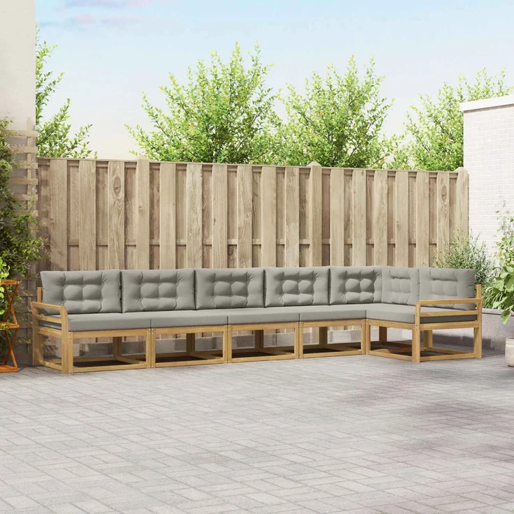 vidaXL Outdoor-Sofagarnitur 4 stk. 6-Sitzer Weiß und Hellgrau 3386515 – Bild 1