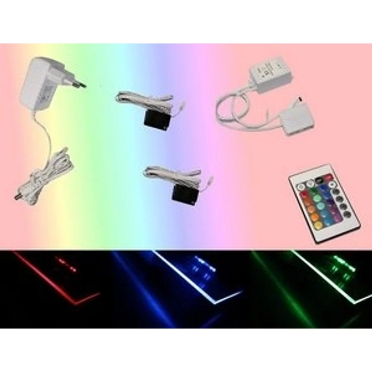 TRANGO LED Glaskantenbeleuchtung, 2er Set RGB Farbwechsel LED Glaskantenbeleuchtung 5022-02 inkl. Fernbedienung Schrankbeleuchtung I Glasbodenbeleuchtung I Vitrinenbeleuchtung, LED Clips I Möbelbeleuchtung – Bild 6
