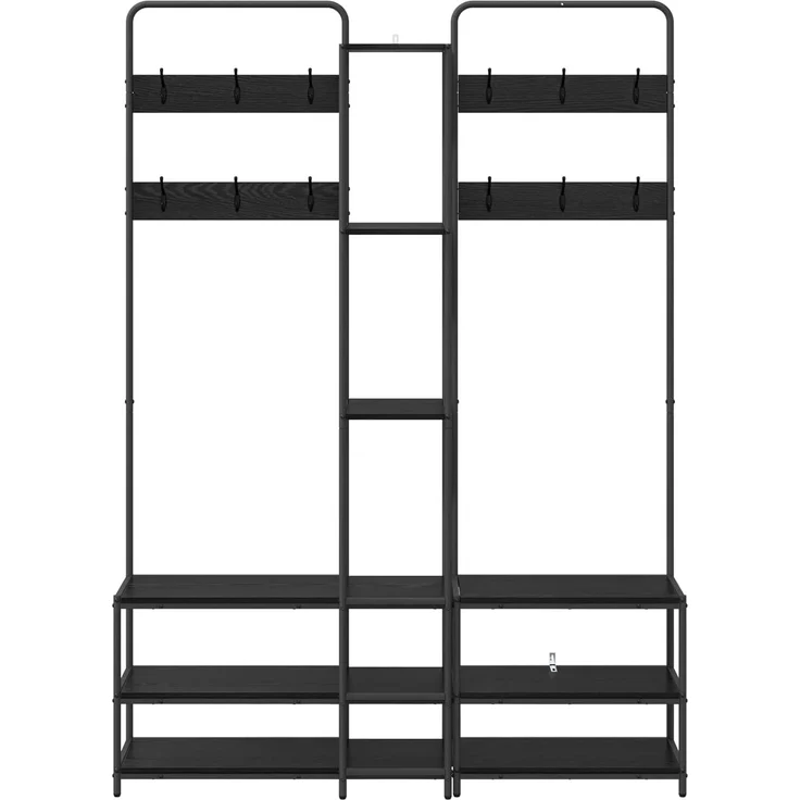 vidaXL Garderobenständer mit Schuhbank Schwarz Eichen-Optik 8012044 – Bild 4
