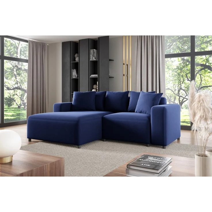 Polsterhocker Designerhocker Hocker MEGAN in Stoff Salvador Dunkelblau – Bild 2