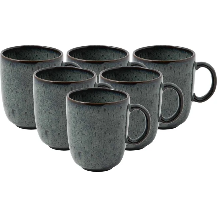 like. by Villeroy & Boch Lave gris Becher mit Henkel 400 ml 6er Set