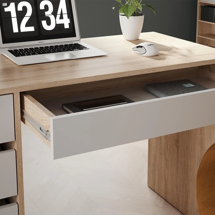 Schreibtisch Sherry Sonoma/Weiß 55 x 120 cm mit Schubladen Vicco – Bild 4