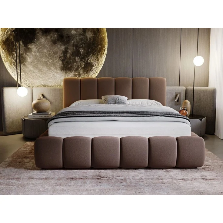 GrainGold Polsterbett mit Bettkästen CLOUD, Modern Bett mit Kopfteil - 180x200 cm, Braun (1x Bett) – Bild 1