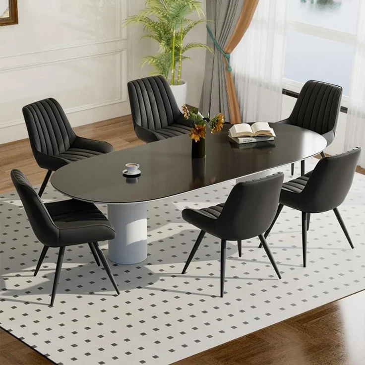 Esszimmerstuhl Polsterstuhl Küchenstuhl Sitzkissen 6er Set Schwarz – Bild 1