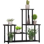 Outsunny Pflanzentreppe mit 4 Regalen, Wetterbeständig, Blumentreppe (Pflanzenregal, 1 St, Blumenständer), für Garten, Balkon, Schwarz