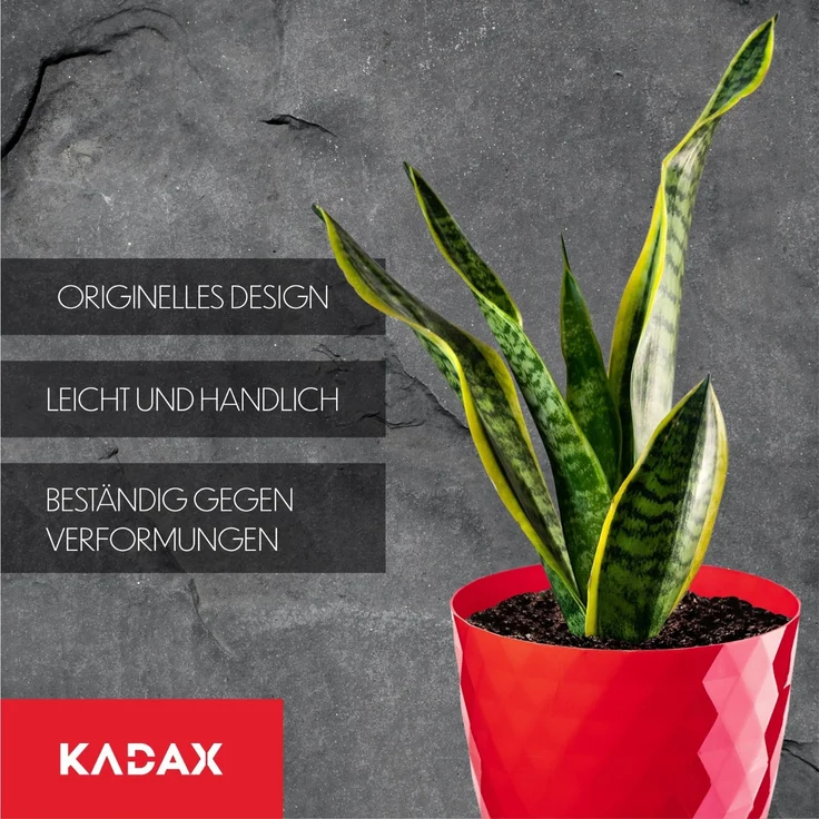 KADAX Kunststoff-Blumentopf mit Ständer, Blumentopf-Abdeckung, Blumen, 18 cm, Rot – Bild 6