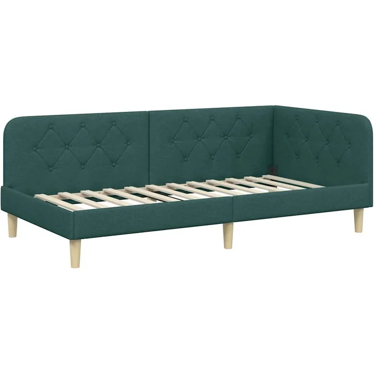 vidaXL Eckbettgestell mit Matratze Dunkelgrün 90 x 200 cm Stoff 3394121 – Bild 5