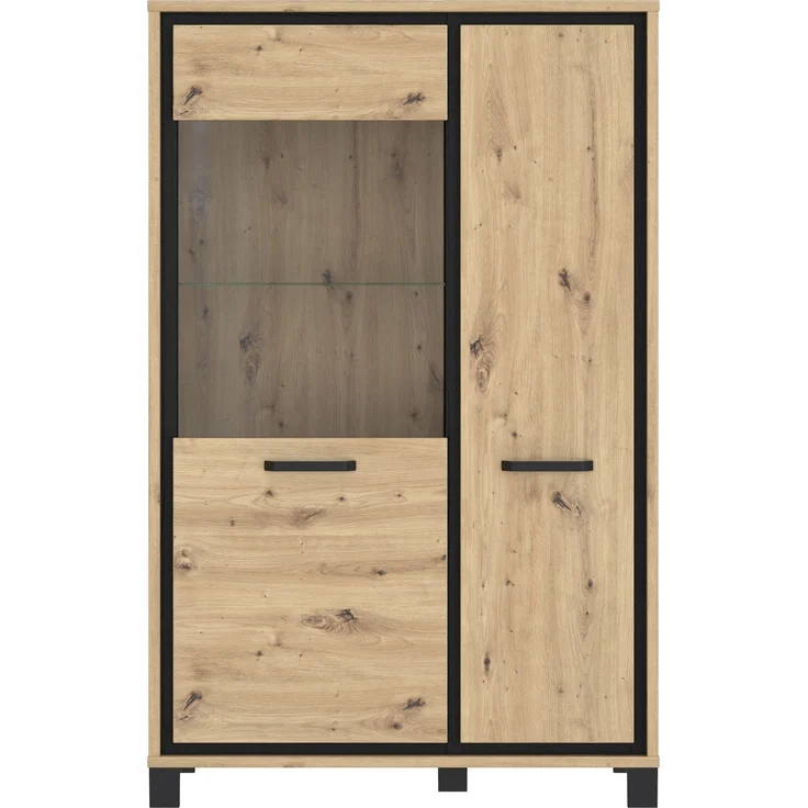 FORTE 'Trondheim' Highboardvitrine, Holzwerkstoff, Schwarz/Braun, 101,4 x 161 x 41,5 cm – Bild 4