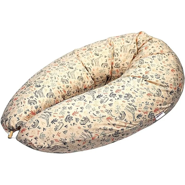 HOBEA-Germany Stillkissen 190x76 cm XXL Lagerungskissen Schwangerschaftskissen für Baby und Erwachsene Seitenschläferkissen Stillkissen mit Bezug aus Bio Baumwolle, Safari beige
