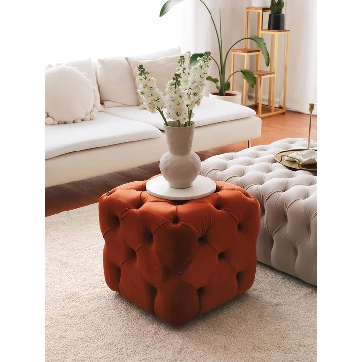 Atelier Del Sofa Cinnamon Pouffe, 48 x 48 x 48 cm | 100% Wooden Frame, Babyface Fabric | Stylish & Versatile Seating for Modern Living Rooms & Bedrooms – Bild 2