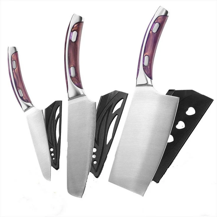 KingLux Messer-Set 3 teiliges Küchenmesser Set Kochmesser Hackmesser Obstmesser Set (3-tlg) – Bild 2
