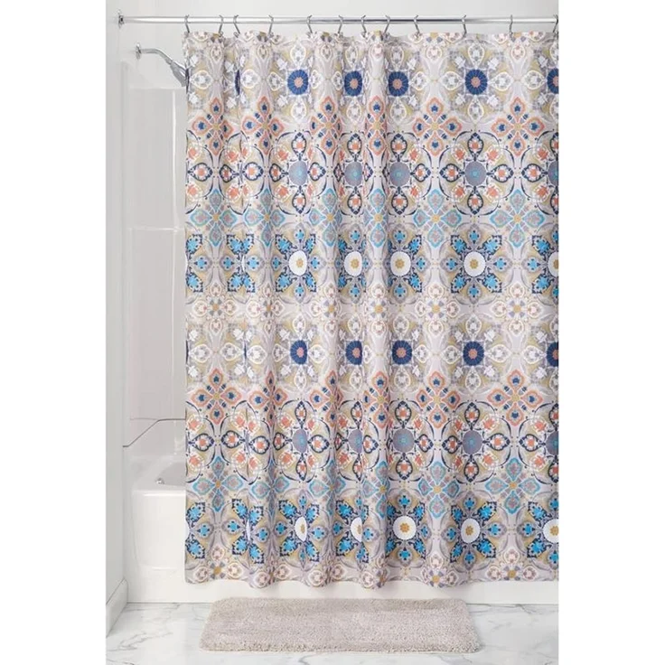 mDesign Duschvorhang Medallion Muster Braun Badewannenvorhang Textil 183x183cm – Bild 6