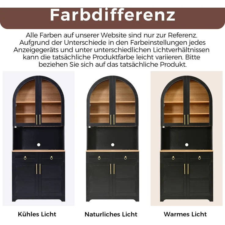 Vitrine 80 x 40 x 180 cm aus MDF und Spanplatte, mit Glasfront, Arbeitsfläche und LED-Beleuchtung – Bild 9