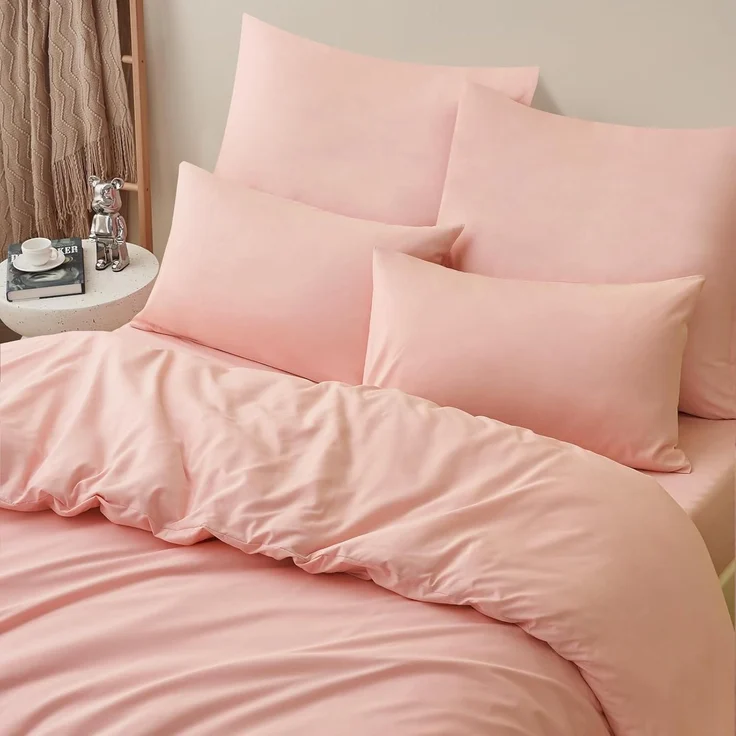 Bettwäsche 220x240 Set Rosa 3teilig mit Kissenbezüge Mikrofaser – Bild 3