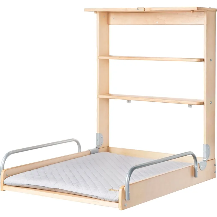 roba Wandwickelregal & Wickelauflage 'roba Style' grau - klappbar & platzsparend - Holz natur