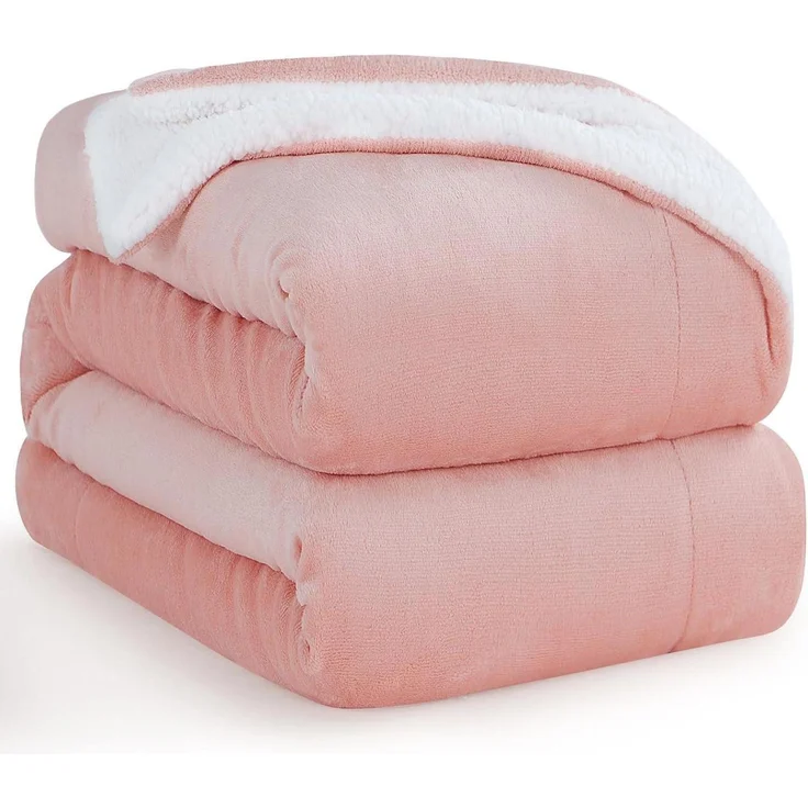 Kuscheldecke Couchdecke Sherpa Fleece XXL Flauschig 220x240 cm Rosa – Bild 1