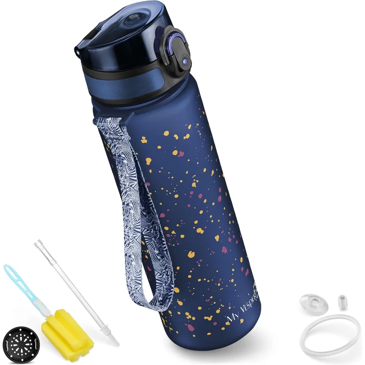 My Vesperbox® Trinkflasche Kinder [500ML] - Wasserflasche Kohlensäure Geeignet & Auslaufsicher - Water Bottle Kids - für Schule & Sport - Kinderflasche für Mädchen & Jungen - inkl. Ersatzdichtung
