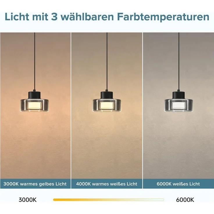doporro LED Pendelleuchte Hängeleuchte LED Kronleuchter Höhenverstellbar mit 3 Farbtemperaturen – Bild 2
