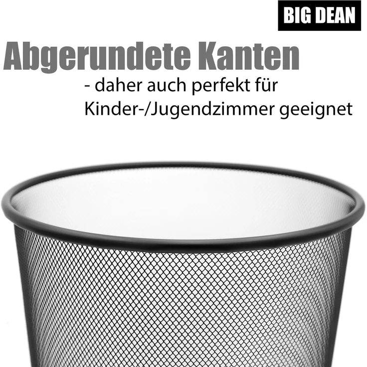 BigDean 2 Stück Papierkorb Mülleimer schwarz 20L Draht - Mülleimer Büro - hochwertiger Papiereimer für Zuhause & Büro – Bild 5