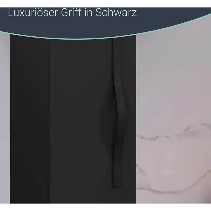 BADEDU FILS Hochschrank 33 cm breit, Schwarz, Griff Schwarz – Bild 6