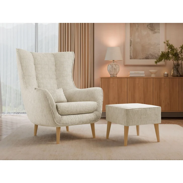 Sessel Lucio Cord (Farbe: Poso 100, mit Fußbank) – Bild 2