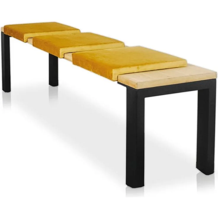 Lycce Bankauflage Klemmkissen, Sitzkissen mit 1 Leiste, 40cm breit - 35cm Klemmtiefe, (1 St), weich gepolstert, verrutscht nicht, edle Optik Samt senf olive