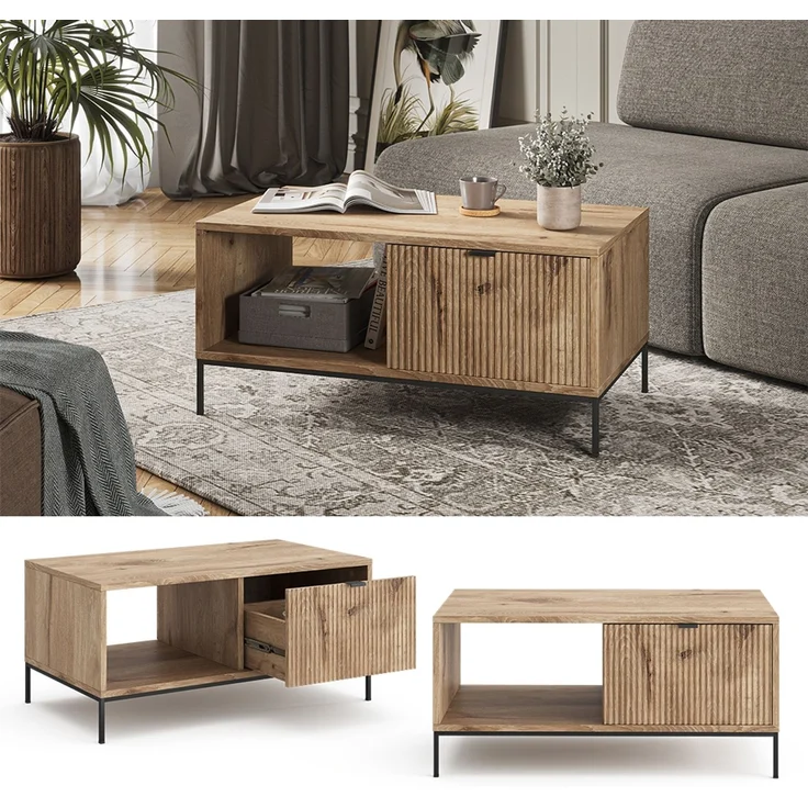 Couchtisch Eliza Viking Oak 90 x 50 cm mit einer Schublade Vicco – Bild 2