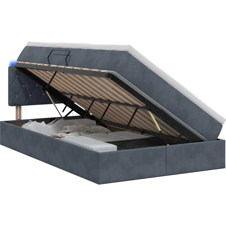 vidaXL LED-Speicherbett mit Matratze Dunkelgrau 120 x 200 cm Samt 3459181 – Bild 2