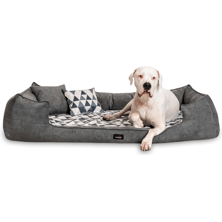 VELVET Samt Orthopädisches Hundebett - 130x100cm, 0205 Graphit-Creme