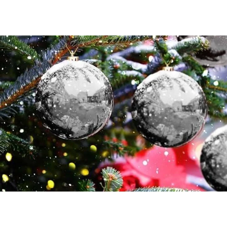 Große Christbaumkugeln Silber Glänzend 6 Stück Weihnachtsbaumkugeln 14cm – Bild 2