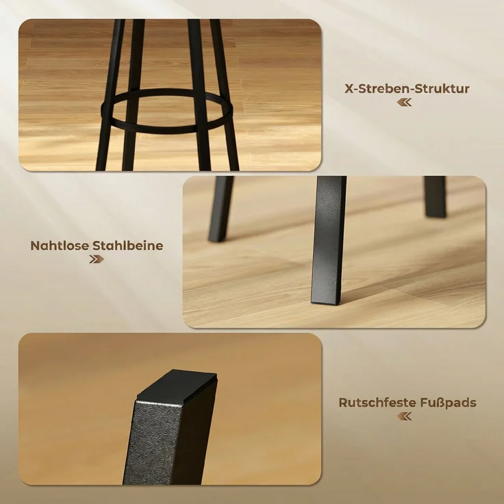 Barhocker 2er Set Tresenhocker Barstuhl mit Fußstütze, Rückenlehne, 75,5 cm Sitzhöhe für Küche & Theke Rustikal Braun--Rustikal-Braun--99.5x36.5x41.6cm--YOUDENOVA – Bild 9