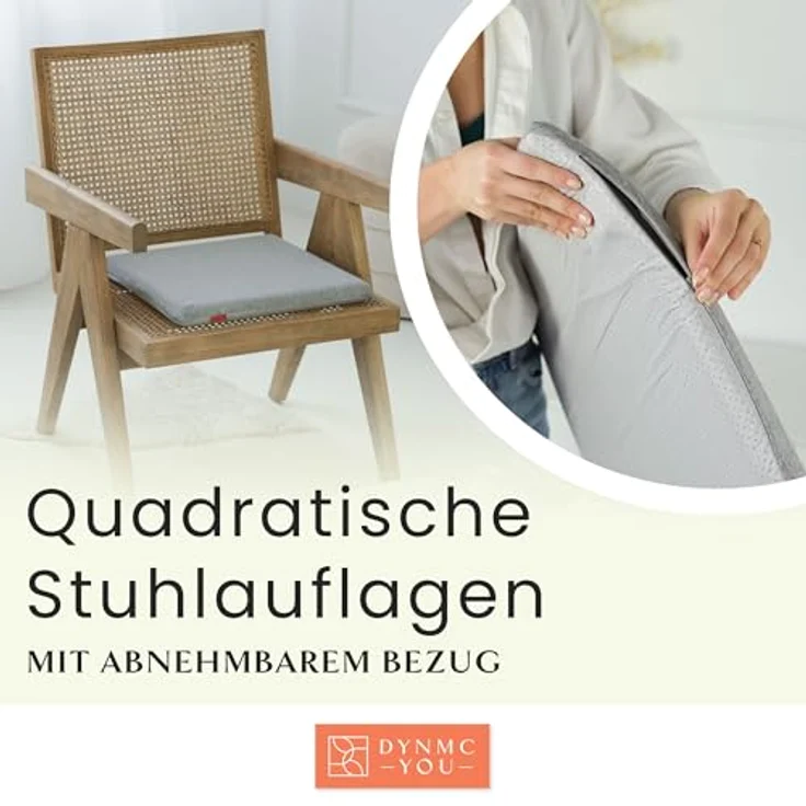 DYNMC you Sitzkissen Stuhlkissen 40x40 - Eckig Set Mittelhart, Sitzkissen Bank Memory Schaumstoff - Sitzpolster Stuhl – Bild 3