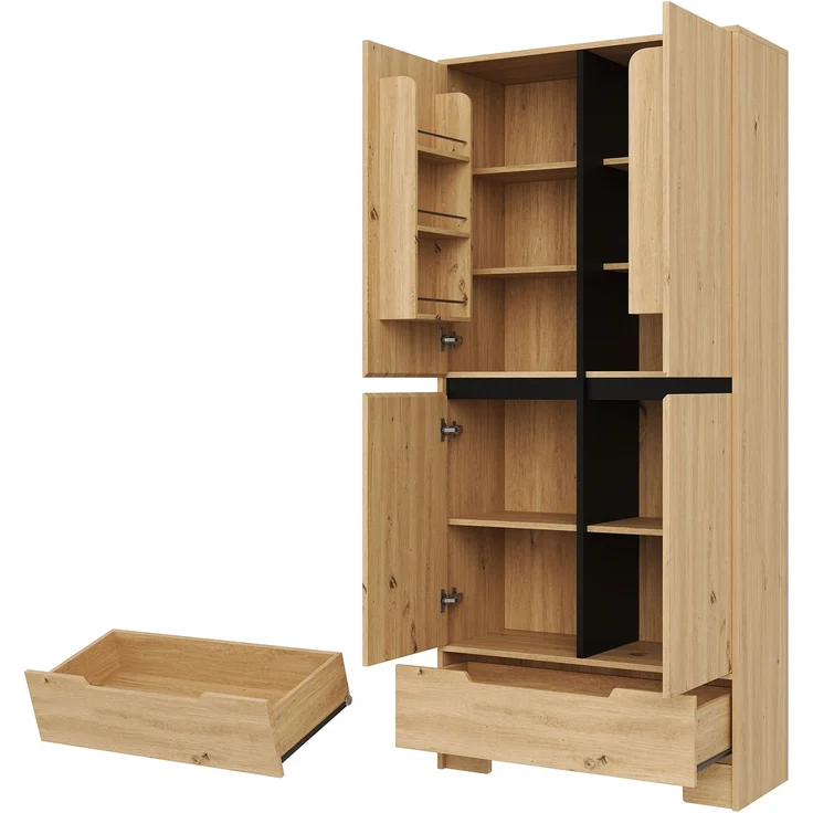 Küchenschrank 80 x 35 x 180 cm in Natur mit Schublade und verstellbaren Einlegeböden – Bild 7
