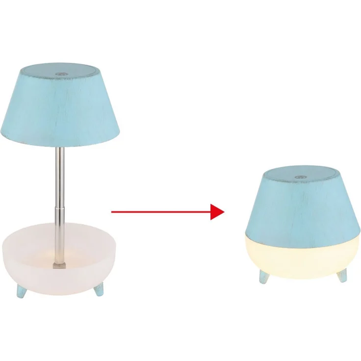 LED Tischleuchte, blau, Touchdimmer, Akku, H 22,5 cm – Bild 6