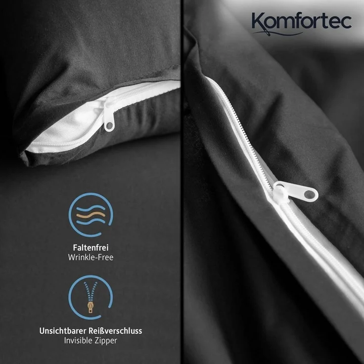 Komfortec Bettwäsche Premium, 135 x 200 bis 220 x 240 cm, 6 verschiedene Größen zur Auswahl, gebürstet 100% Mikrofaser, 2 teilig, Superweiches Bettwäsche-Set, Knitterfrei, Atmungsaktiv – Bild 4