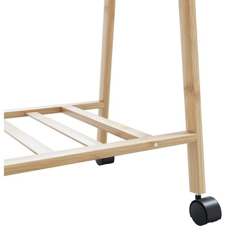 vidaXL Kleiderständer mit Ablagen und Rollen 96x45,5x155,5 cm Bambus 4008907 – Bild 7