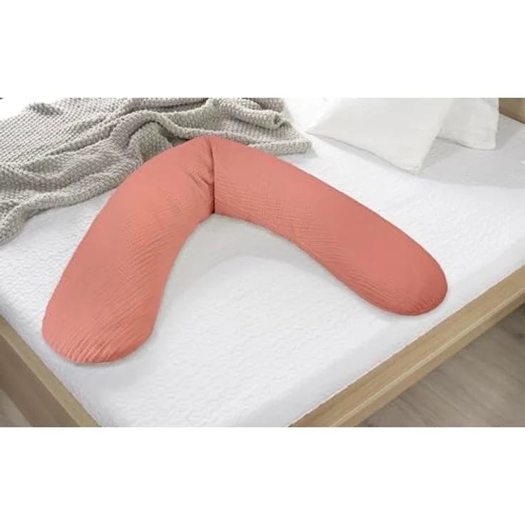 Theraline Ersatzbezug für Stillkissen Das Original, Musselin 190 cm, terracotta, Öko-Tex zertifiziert, maschinenwaschbar – Bild 3
