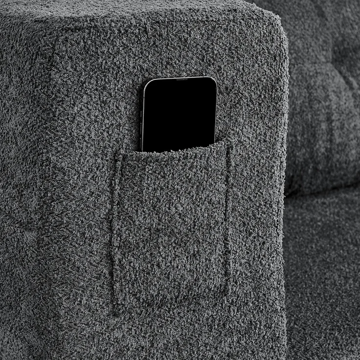 ZUBALIYA SchlafSofa mit breiten Armlehnen, modular aufgebaut, ohne aufwendige Montage, für Wohnzimmer und Apartments, Dunkelgrau – Bild 8