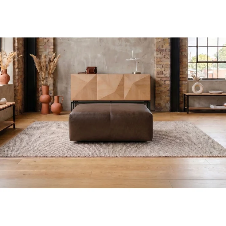 KAWOLA Polsterhocker CELESTE Hockerbank Leder dunkelbraun 48 x 80 x 120 cm – Bild 2