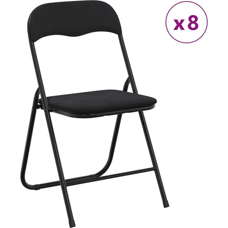 vidaXL Klappstuhl 8 pcs Schwarz 48 x 44 x 78 cm Samt 42029069 – Bild 3