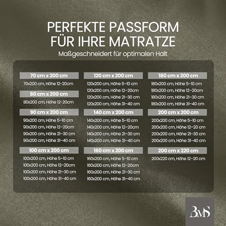 Mako-Satin Spannbettlaken dark olive 160x200cm – Bild 5