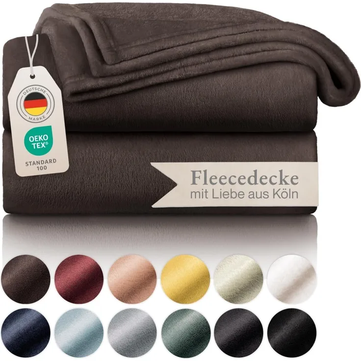 Blumtal Fleecedecke, 150x200 cm, Dunkelbraun, Oeko-TEX®-Zertifiziert, Sofadecke, Cocooning – Fleecedecke dick, flauschig, weich und warm – hohe Qualität