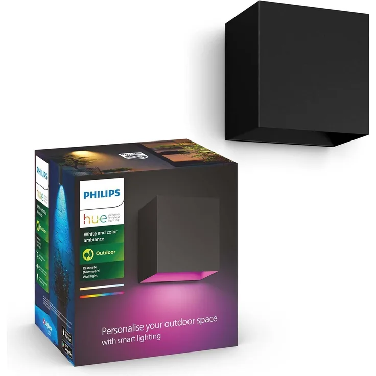 Philips Hue White & Color Ambiance Resonate Wandleuchte einstrahlig, schwarz