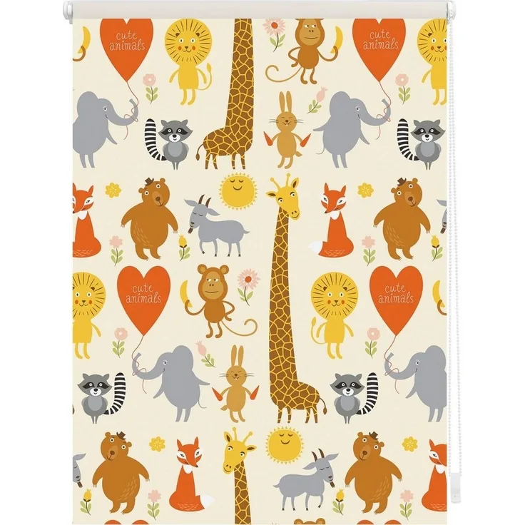 Seitenzugrollo Klemmfix Digital Cute Animals, LICHTBLICK ORIGINAL, verdunkelnd, ohne Bohren, freihängend, Klemmfix, bedruckt