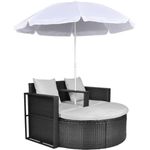 vidaXL Gartenbett mit Sonnenschirm Braun Poly Rattan 40735