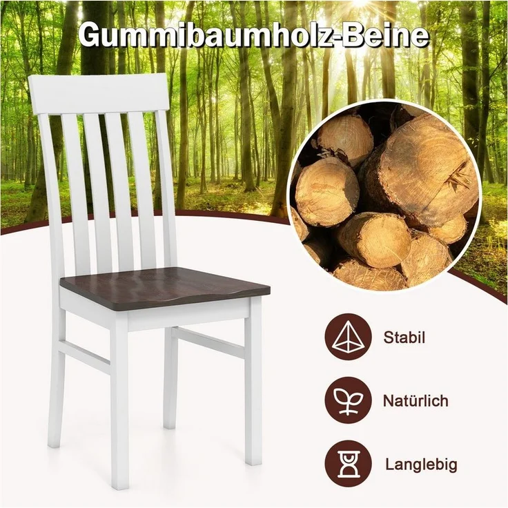 COSTWAY Esszimmerstuhl (2 St), mit ergonomischer Rückenlehnen & vertieftem Sitz – Bild 2