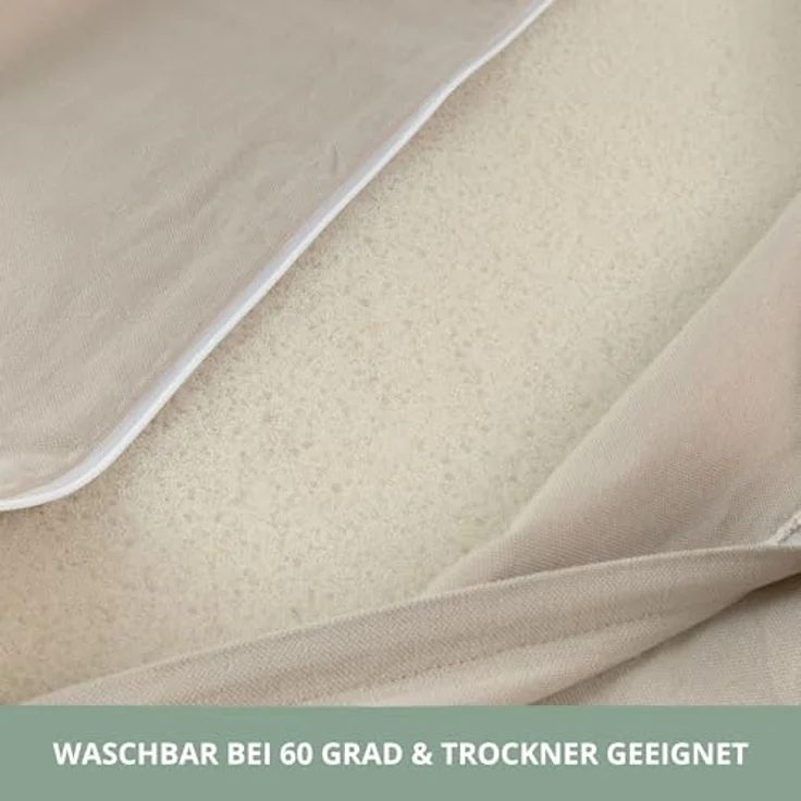 LIMMALAND Wickelauflage 76 × 79 cm mit Wickeltischumrandung – aus 100% Baumwolle, waschbar, sanfter Liegekomfort (Pure Beige, Wickelauflage) – Bild 7