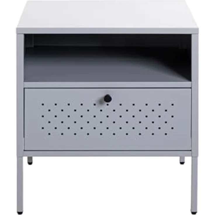 XXXL Nachtschrank, Grau, Metall, 1 Schublade, 45x50x35 cm, Typenauswahl für Schlafzimmer – Bild 3